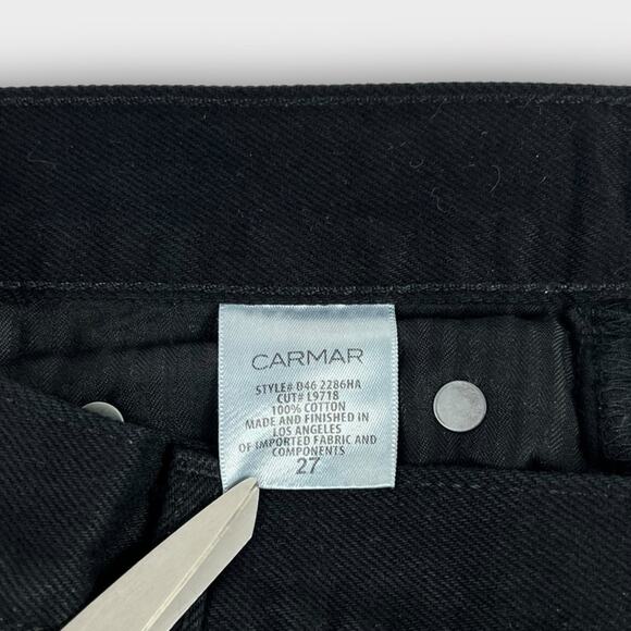 Carmar Emelia High Rise Straight Leg Raw Hem Distressed Black Jeans Size 27 - Picture 4 of 8